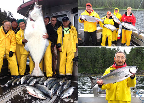 8 6 2012 Jackson’s 73 inch halibut and some kings cohos make a great day