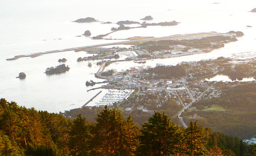 The Sitka runway takes up the entire length of Japonski Island.