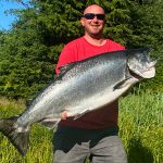 7-30-21 Captain Greg produces a 54 lb King Salmon on the Triple Play!